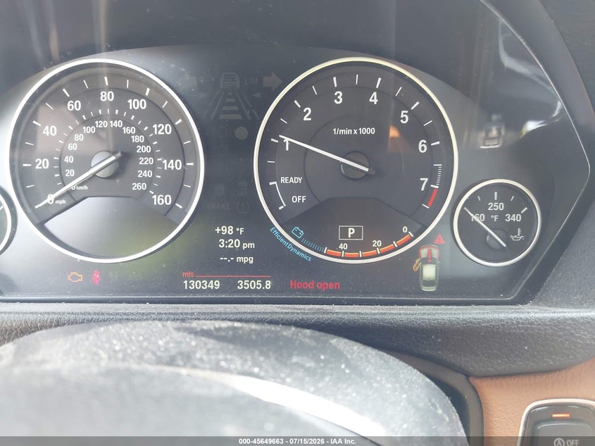 2013 BMW 3 series VIN WBA3B5C55DF595987 IAAI salvage auction — NORMAL WEAR, Clear (Pennsylvania), sold $125 on 2026-07-21 (photo 7)
