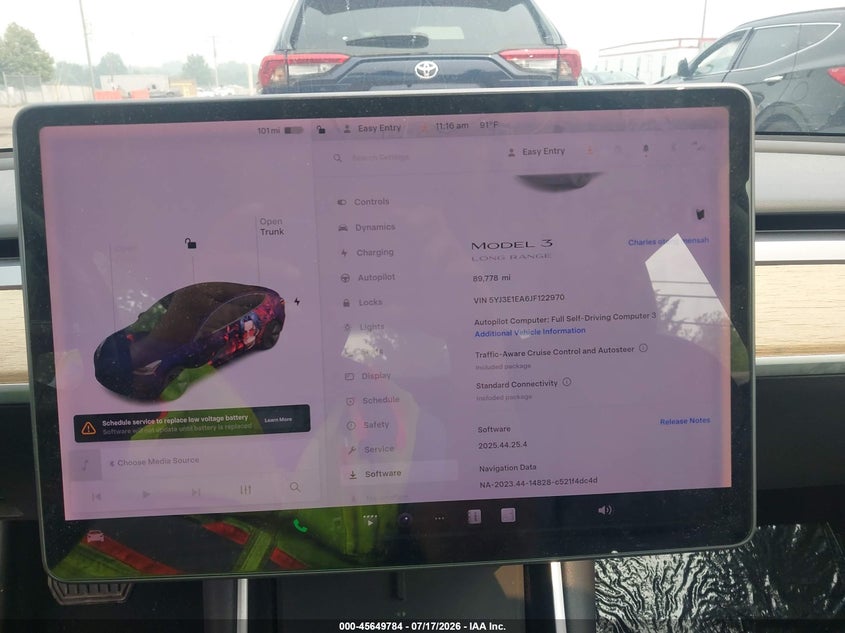 2018 Tesla Model 3 VIN 5YJ3E1EA6JF122970 IAAI salvage auction — FRONT & REAR, Wait Title, sold $4,400 on 2026-09-11 (photo 7)