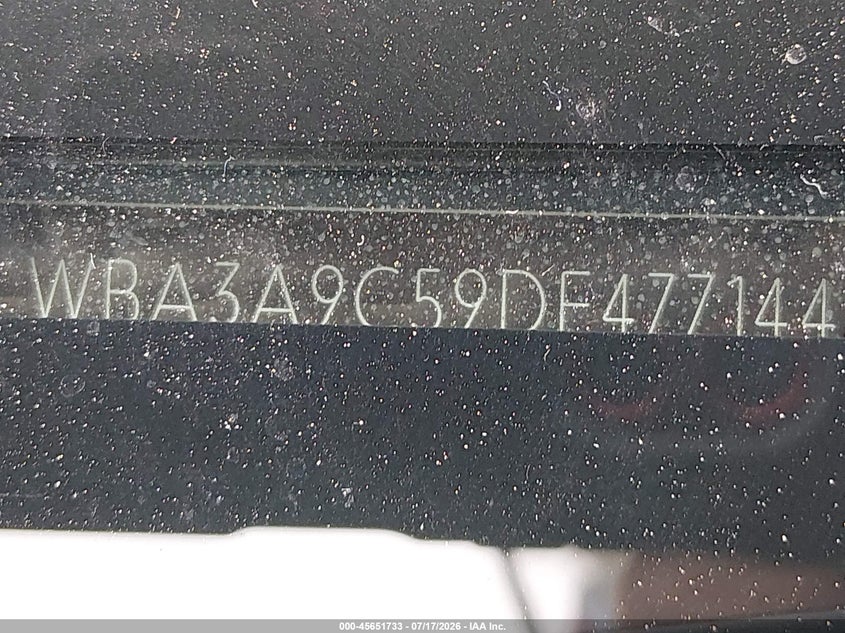 2013 BMW 3 series VIN WBA3A9C59DF477144 IAAI salvage auction — NORMAL WEAR, Original (Texas), sold $2,075 on 2026-07-27 (photo 9)