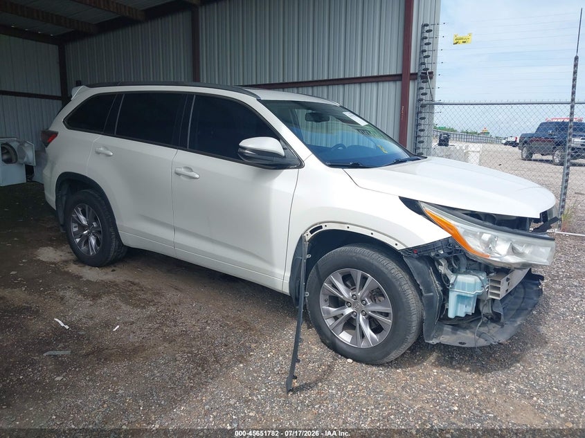 2014 Toyota Highlander VIN 5TDKKRFH7ES028886 IAAI salvage auction — FRONT END, Salvage (Arkansas), sold $5,700 on 2026-08-05 (photo 1)
