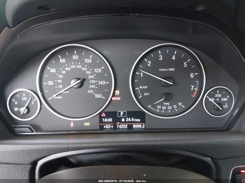 2015 BMW 3er VIN WBA3C1C51FP853036 IAAI salvage auction — REAR END, Salvage Title, sold $3,000 on 2026-07-31 (photo 7)
