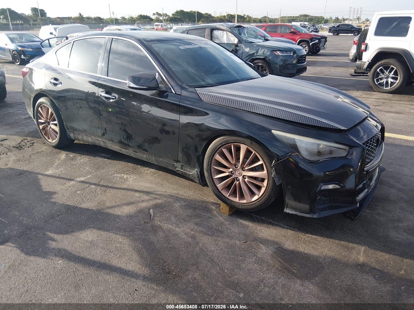 2019 Infiniti Q50 VIN JN1EV7APXKM519552 IAAI salvage auction — WATER/FLOOD, Wait Title, sold $1,500 on 2026-09-04 (photo 1)