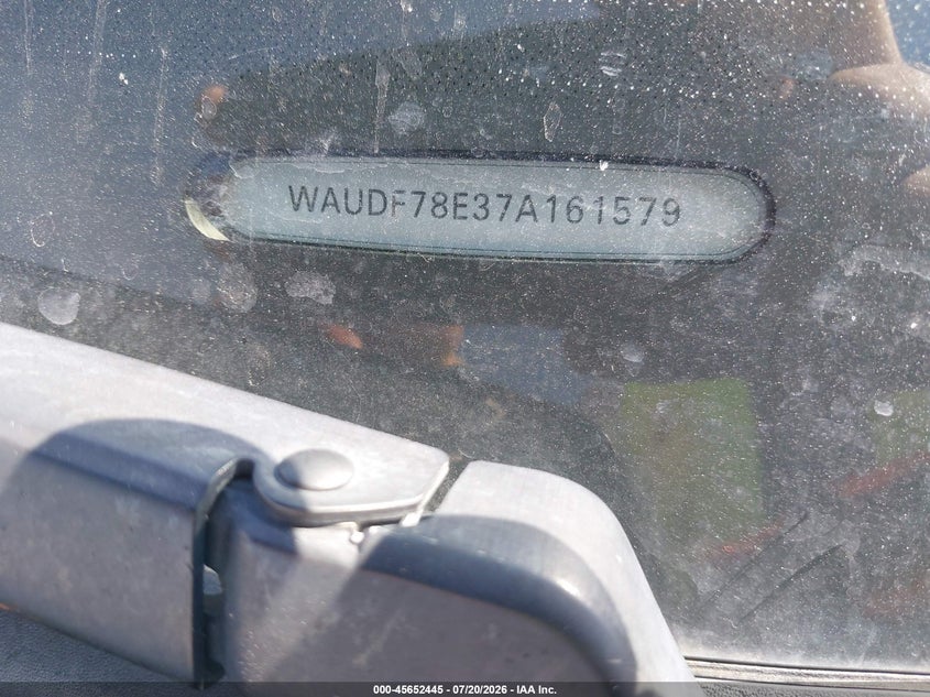 2007 Audi A4 VIN WAUDF78E37A161579 IAAI salvage auction — SIDE, Salvage (Nevada), sold $200 on 2026-08-06 (photo 9)