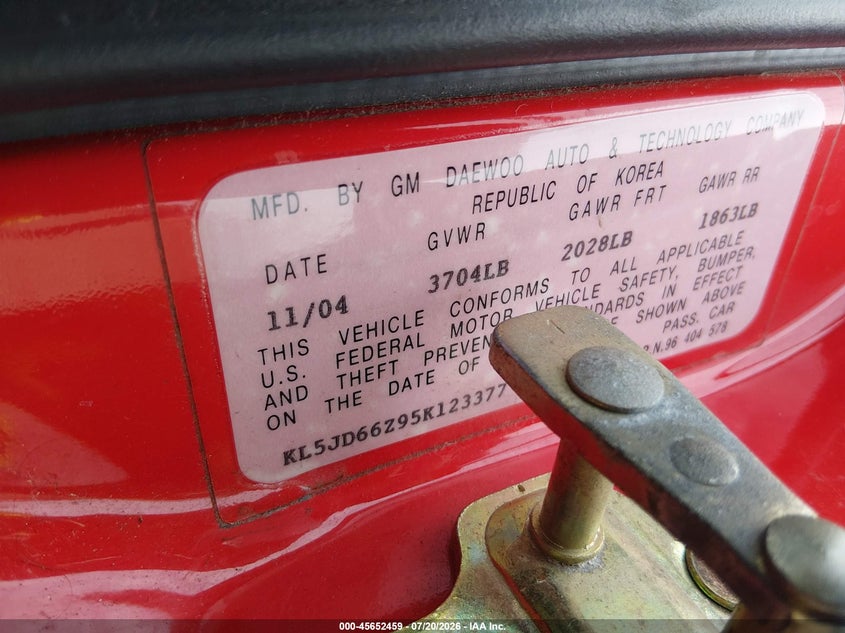2005 Suzuki Reno VIN KL5JD66Z95K123377 IAAI salvage auction — FRONT END, Salvage (Oregon), sold $250 on 2026-09-21 (photo 9)