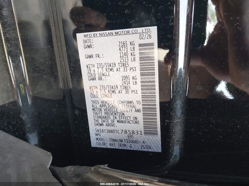 2026 Nissan Rogue VIN 5N1BT3BB0TC785831 IAAI salvage auction — REAR END, Salvage Title, sold $10,000 on 2026-08-21 (photo 9)