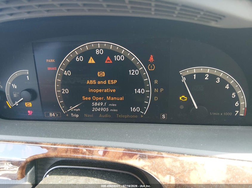 2007 Mercedes-benz S class VIN WDDNG71X57A149469 IAAI salvage auction — NORMAL WEAR, Clear (Tennessee), sold $900 on 2026-07-30 (photo 7)