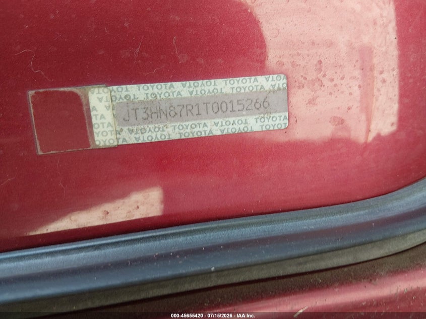 1996 Toyota 4runner VIN JT3HN87R1T0015266 IAAI salvage auction — NORMAL WEAR, Peddle Clear Public-Restricted (Oregon), sold $25 on 2026-07-27 (photo 9)