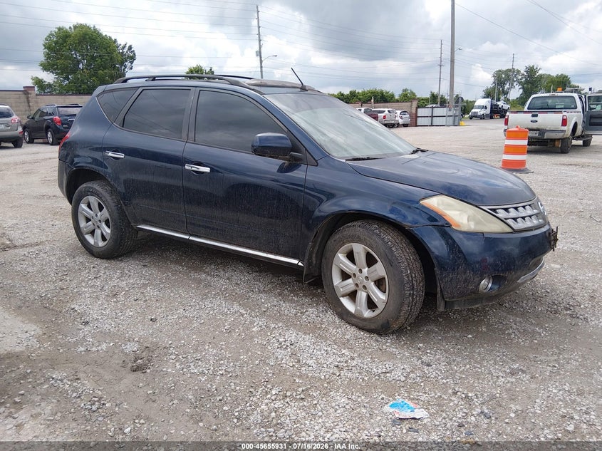 2007 Nissan Murano VIN JN8AZ08W97W657555 IAAI salvage auction — NORMAL WEAR, Clear (Missouri), sold $125 on 2026-07-27 (photo 1)