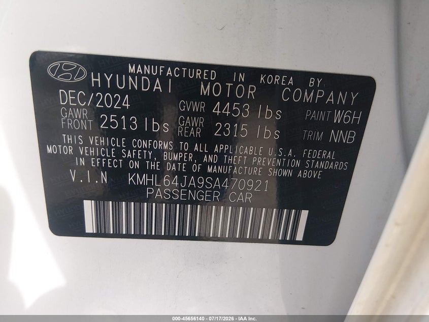 2025 Hyundai Sonata VIN KMHL64JA9SA470921 IAAI salvage auction — SIDE, Enterprise Vehicles Clear Only (Texas), sold $15,300 on 2026-07-22 (photo 9)