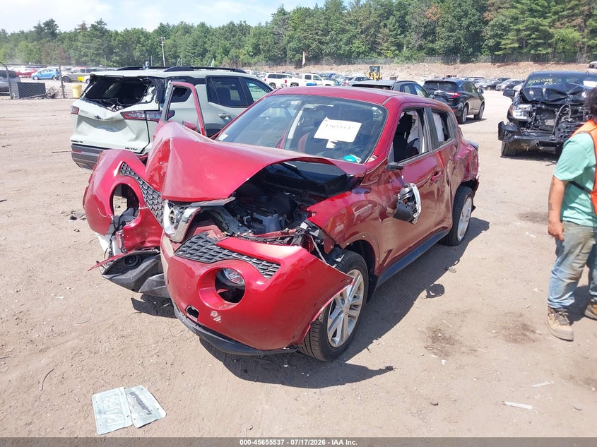 2015 Nissan Juke VIN JN8AF5MV8FT557014 IAAI salvage auction — FRONT & REAR, Clear (Massachusetts), sold $400 on 2026-07-31 (photo 2)