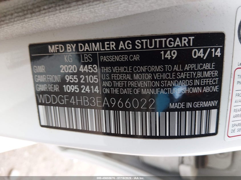 2014 Mercedes-benz C-klasse VIN WDDGF4HB3EA966022 IAAI salvage auction — NORMAL WEAR, Restored (Arizona), sold $25 on 2026-07-28 (photo 9)