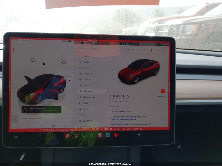 2023 Tesla Model y VIN 7SAYGAEE6PF741101 IAAI salvage auction — RIGHT FRONT, Wait Title, sold $12,500 on 2026-07-31 (photo 7)