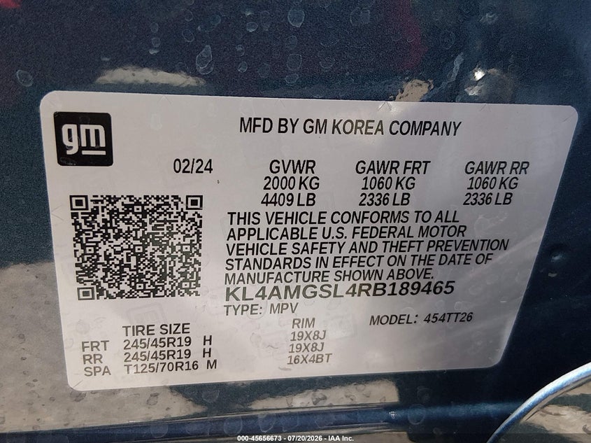 2024 Buick Encore gx VIN KL4AMGSL4RB189465 IAAI salvage auction — FRONT END, Salvage Title, sold $8,600 on 2026-08-15 (photo 9)