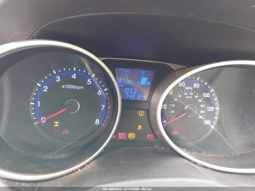 2013 Hyundai Tucson VIN KM8JUCAC2DU774697 IAAI salvage auction — NORMAL WEAR, Clear (Pennsylvania), sold $1,750 on 2026-07-28 (photo 7)