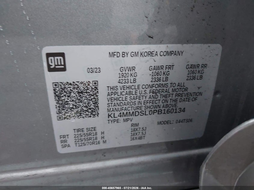 2023 Buick Encore gx VIN KL4MMDSL0PB160134 IAAI salvage auction — SIDE, Salvage Title, sold $4,200 on 2026-08-23 (photo 9)