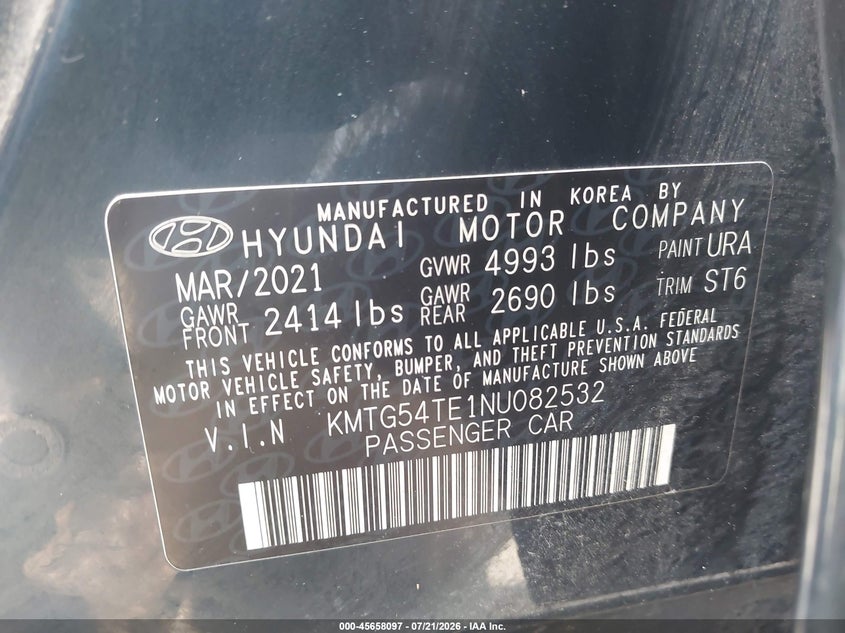 2022 Genesis G70 VIN KMTG54TE1NU082532 IAAI salvage auction — REAR END, Salvage (Ohio), sold $7,700 on 2026-08-01 (photo 9)