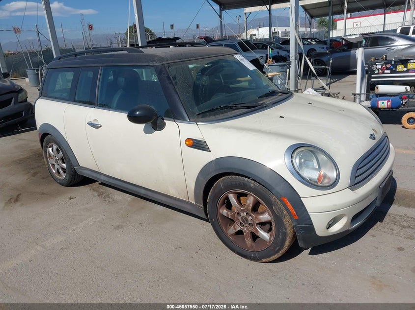 2010 Mini Cooper clubman VIN WMWML3C50ATX37889 IAAI salvage auction — WATER/FLOOD, Salvage (California), sold $600 on 2026-08-12 (photo 1)
