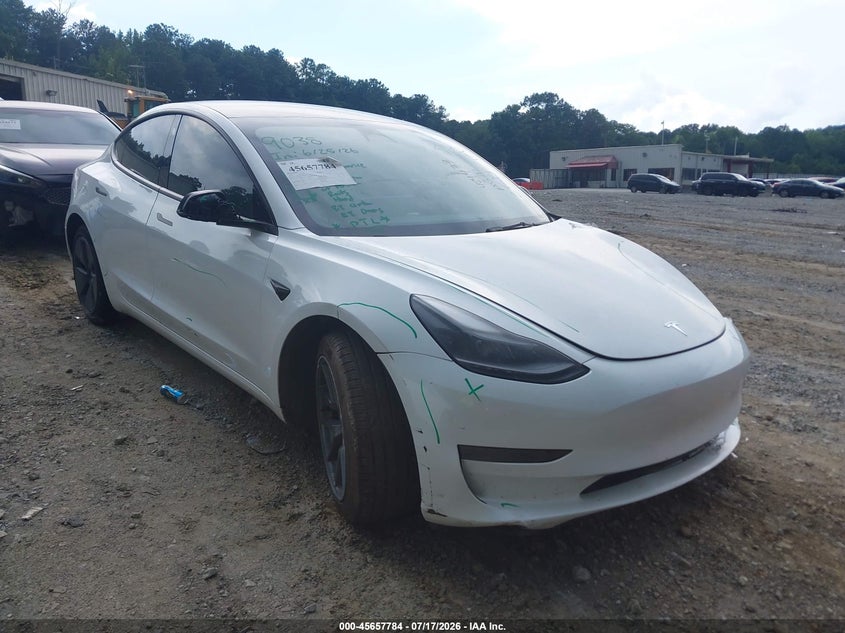 2023 Tesla Model 3 VIN 5YJ3E1EAXPF424433 IAAI salvage auction — LEFT FRONT, Wait Title, sold $5,500 on 2026-09-02 (photo 1)