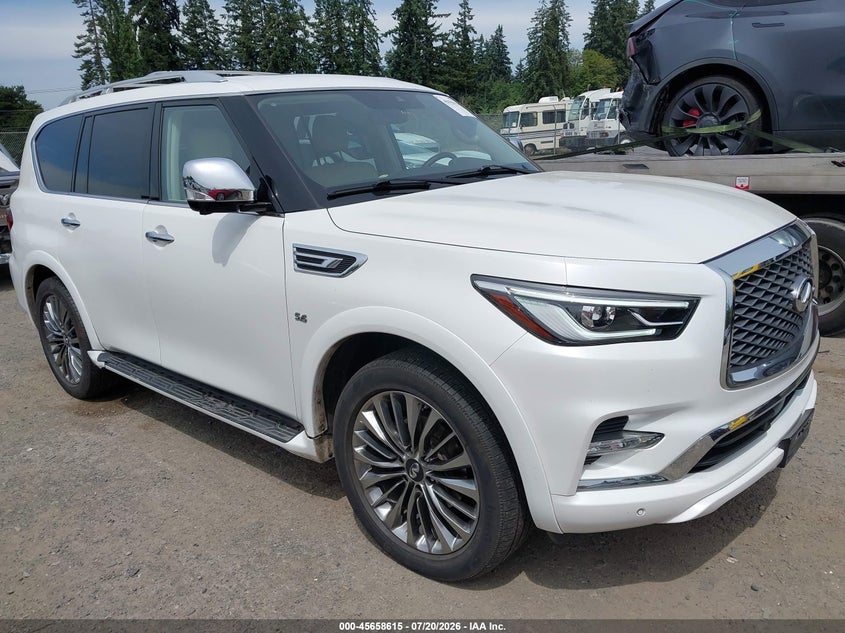 2020 Infiniti Qx80 VIN JN8AZ2NE8L9252853 IAAI salvage auction — SIDE, Wait Title, sold $12,500 on 2026-08-01 (photo 1)