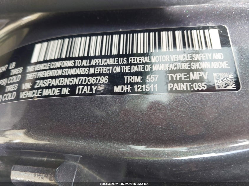 2022 Alfa romeo Stelvio VIN ZASPAKBN5N7D36796 IAAI salvage auction — FRONT END, Salvage Title, sold $8,600 on 2026-08-09 (photo 9)