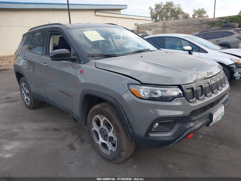 2022 Jeep Compass VIN 3C4NJDDB8NT206022 IAAI salvage auction — FRONT END, Salvage Certificate (California), sold $7,400 on 2026-08-14 (photo 1)