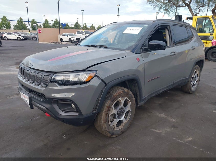 2022 Jeep Compass VIN 3C4NJDDB8NT206022 IAAI salvage auction — FRONT END, Salvage Certificate (California), sold $7,400 on 2026-08-14 (photo 2)