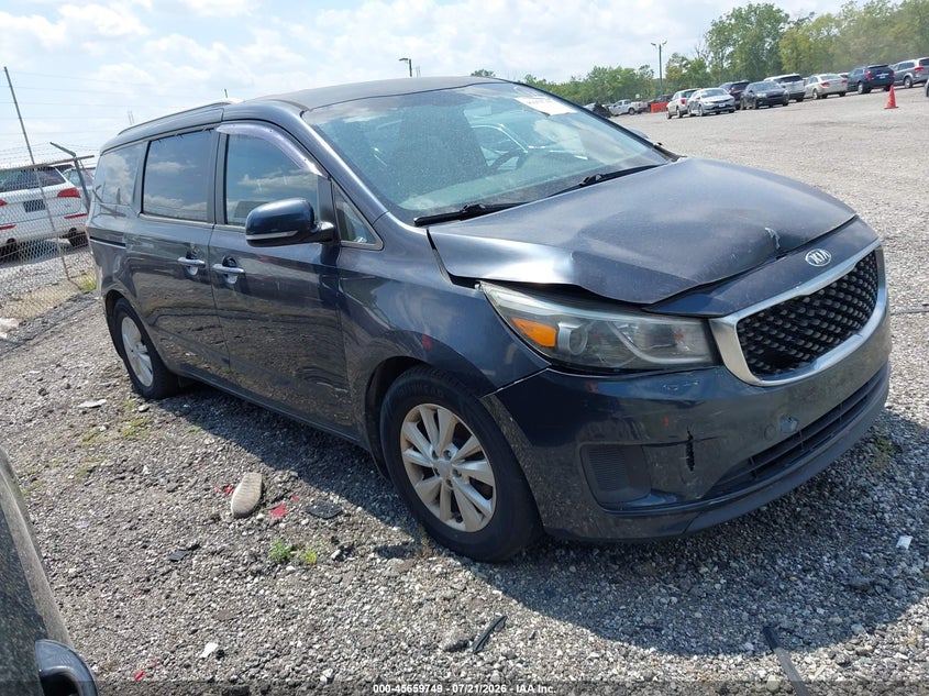 2016 Kia SEDONA VIN KNDMB5C16G6140039 IAAI salvage auction — FRONT END, Clear (Indiana), sold $25 on 2026-07-29 (photo 1)