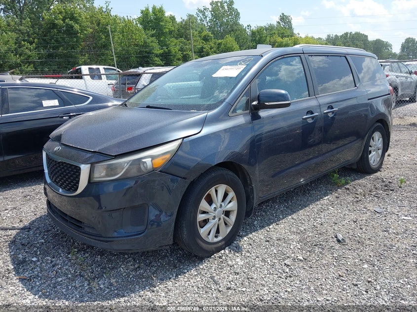 2016 Kia SEDONA VIN KNDMB5C16G6140039 IAAI salvage auction — FRONT END, Clear (Indiana), sold $25 on 2026-07-29 (photo 2)
