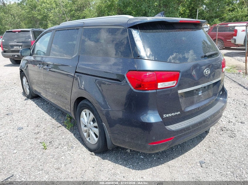 2016 Kia SEDONA VIN KNDMB5C16G6140039 IAAI salvage auction — FRONT END, Clear (Indiana), sold $25 on 2026-07-29 (photo 3)