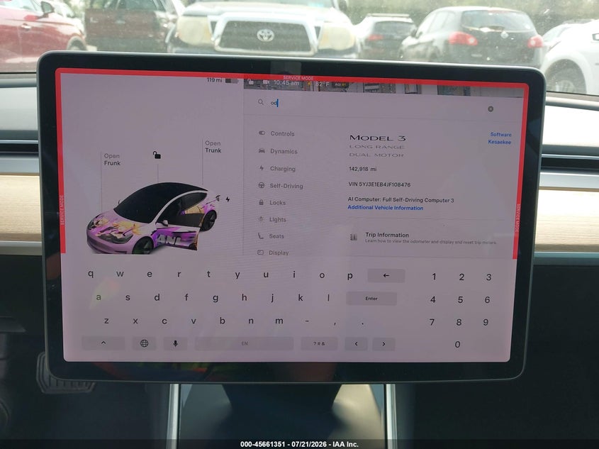 2018 Tesla Model 3 VIN 5YJ3E1EB4JF108476 IAAI salvage auction — REAR END, Bill Of Sale (Washington), sold $6,975 on 2026-08-01 (photo 7)