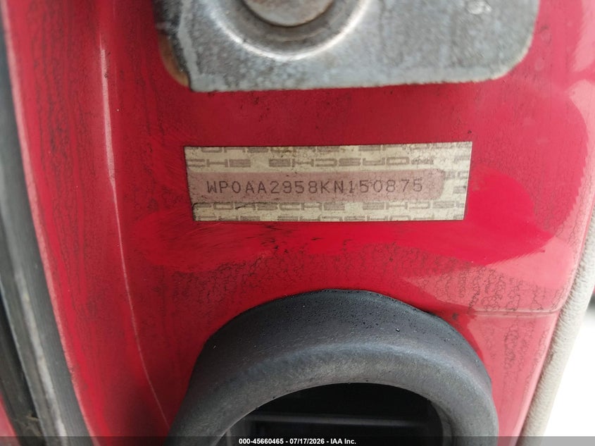 1989 Porsche 944 VIN WP0AA2958KN150875 IAAI salvage auction — ENGINE BURN, Salvage (Indiana), sold $850 on 2026-08-12 (photo 9)