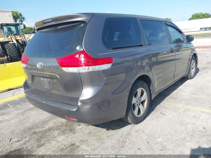 2012 Toyota Sienna VIN 5TDZK3DC9CS192009 IAAI salvage auction — RIGHT REAR, Clear (Florida), sold $800 on 2026-07-23 (photo 4)