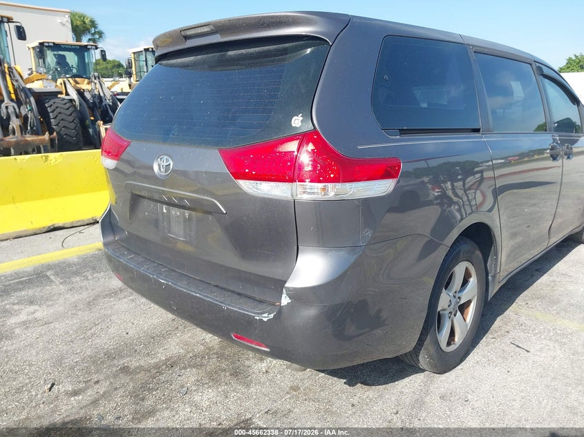 2012 Toyota Sienna VIN 5TDZK3DC9CS192009 IAAI salvage auction — RIGHT REAR, Clear (Florida), sold $800 on 2026-07-23 (photo 6)