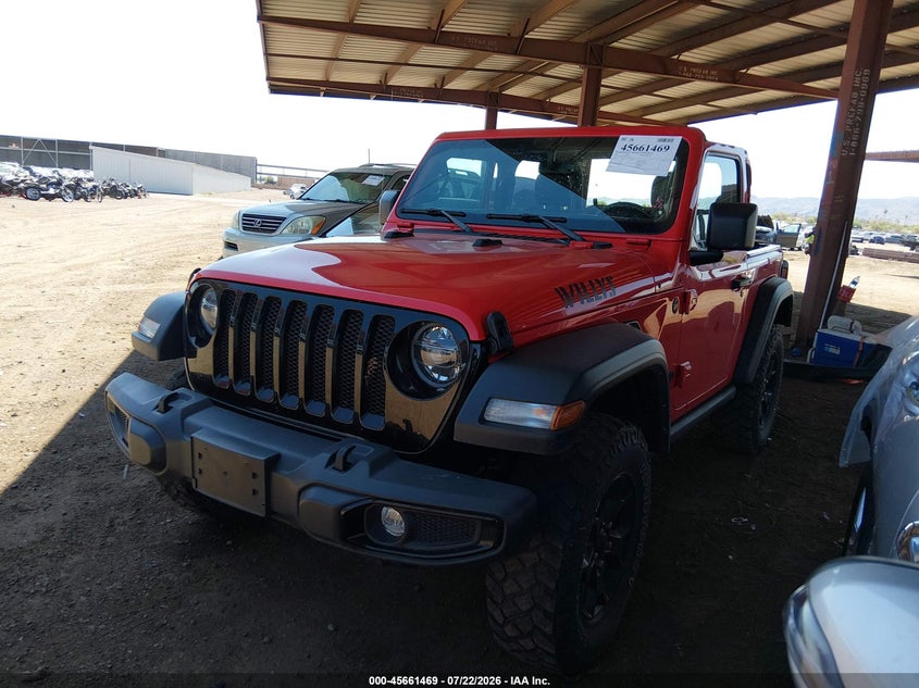 2021 Jeep Wrangler / VIN 1C4HJXAG1MW794160 IAAI salvage auction — RIGHT REAR, Salvage Title, sold $11,500 on 2026-08-01 (photo 2)