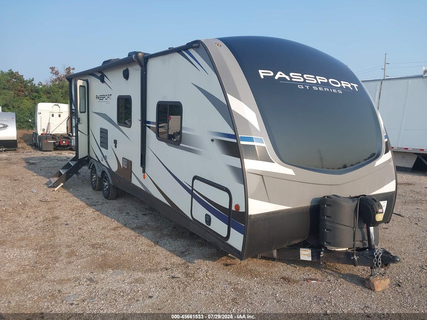 2021 Keystone Travel trailer VIN 4YDT27127MX413155 IAAI salvage auction — FRONT END, Salvage (California), sold $3,300 on 2026-09-02 (photo 1)