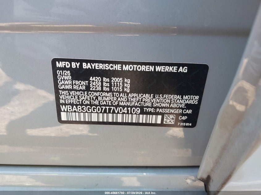 2026 BMW 2er VIN WBA83GG07T7V04109 IAAI salvage auction — LEFT SIDE, Enterprise Vehicles Clear Only (Texas), sold $1,550 on 2026-07-22 (photo 9)
