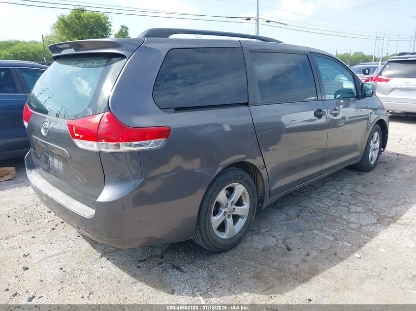 2011 Toyota Sienna VIN 5TDKK3DC4BS085093 IAAI salvage auction — REAR END, Original (Texas), sold $1,300 on 2026-07-29 (photo 4)