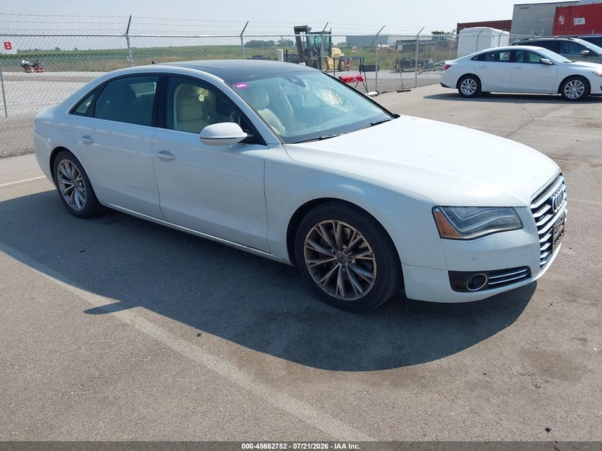 2013 Audi A8 VIN WAURGAFD7DN005611 IAAI salvage auction — HAIL, Certificate Of Title (Nebraska), sold $2,100 on 2026-08-16 (photo 1)