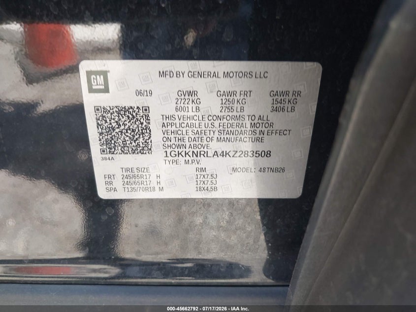 2019 Gmc Acadia VIN 1GKKNRLA4KZ283508 IAAI salvage auction — LEFT SIDE, SF97 (California), sold $7,800 on 2026-08-25 (photo 9)