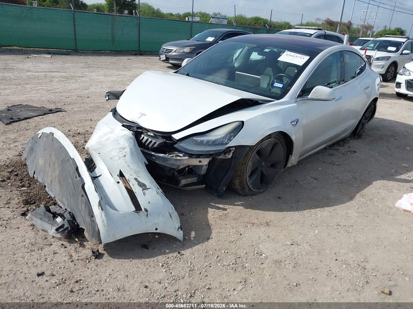 2019 Tesla Model 3 VIN 5YJ3E1EB9KF151051 IAAI salvage auction — FRONT & REAR, Salvage Title, sold $2,500 on 2026-09-21 (photo 2)
