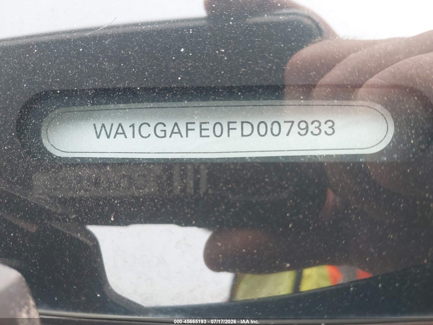 2015 Audi Q7 VIN WA1CGAFE0FD007933 IAAI salvage auction — NORMAL WEAR, Clear (Virginia), sold $25 on 2026-07-28 (photo 9)