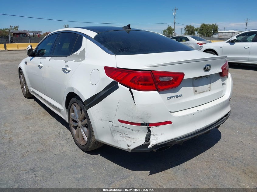 2015 Kia Optima VIN 5XXGR4A67FG363658 IAAI salvage auction — REAR END, Wait Title, sold $2,250 on 2026-08-01 (photo 6)