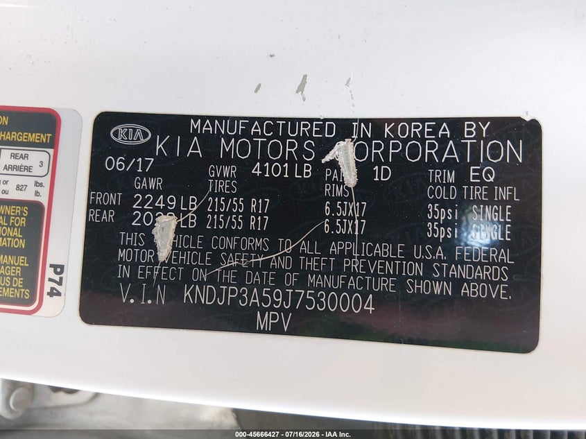 2018 Kia Soul VIN KNDJP3A59J7530004 IAAI salvage auction — NORMAL WEAR, Clear (Arizona), sold $525 on 2026-07-28 (photo 9)
