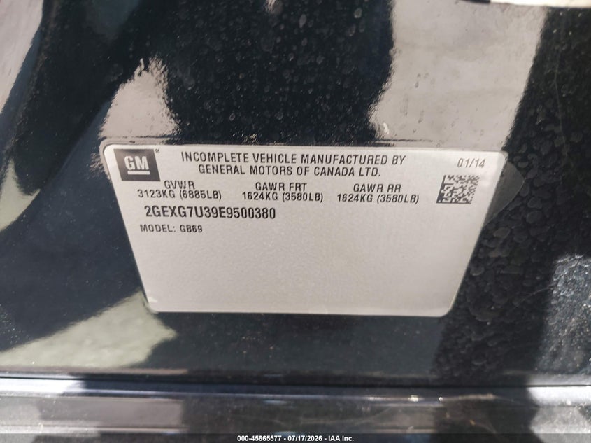 2014 Cadillac Xts VIN 2GEXG7U39E9500380 IAAI salvage auction — NORMAL WEAR, Clear (California), sold $12,750 on 2026-08-12 (photo 9)