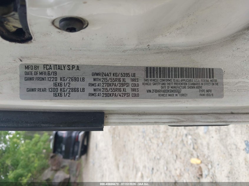 2019 Ram Promaster city VIN ZFBHRFAB0K6N86617 IAAI salvage auction — SIDE, Clear (Massachusetts), sold $1,200 on 2026-08-11 (photo 9)