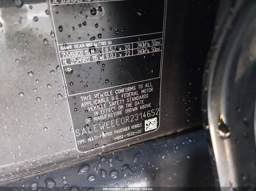 2024 Land rover Defender VIN SALEWEEE0R2314652 IAAI salvage auction — SIDE, Salvage (Missouri), sold $58,250 on 2026-08-25 (photo 9)