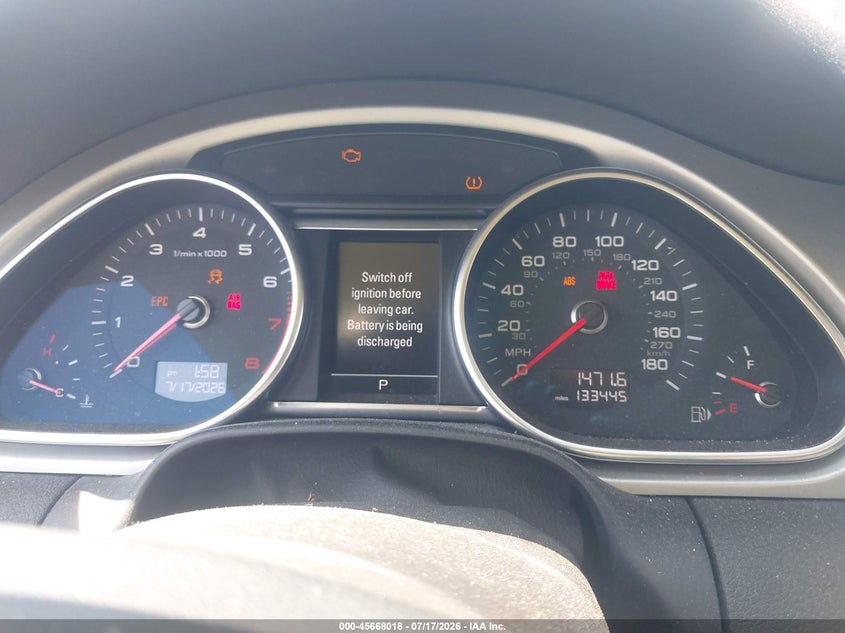 2014 Audi Q7 VIN WA1LGAFE5ED019574 IAAI salvage auction — FRONT END, Clear (Massachusetts), sold $775 on 2026-07-31 (photo 7)