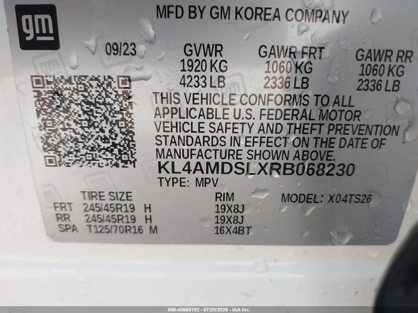 2024 Buick Encore gx VIN KL4AMDSLXRB068230 IAAI salvage auction — FRONT END, Salvage (Louisiana), sold $8,050 on 2026-09-08 (photo 9)