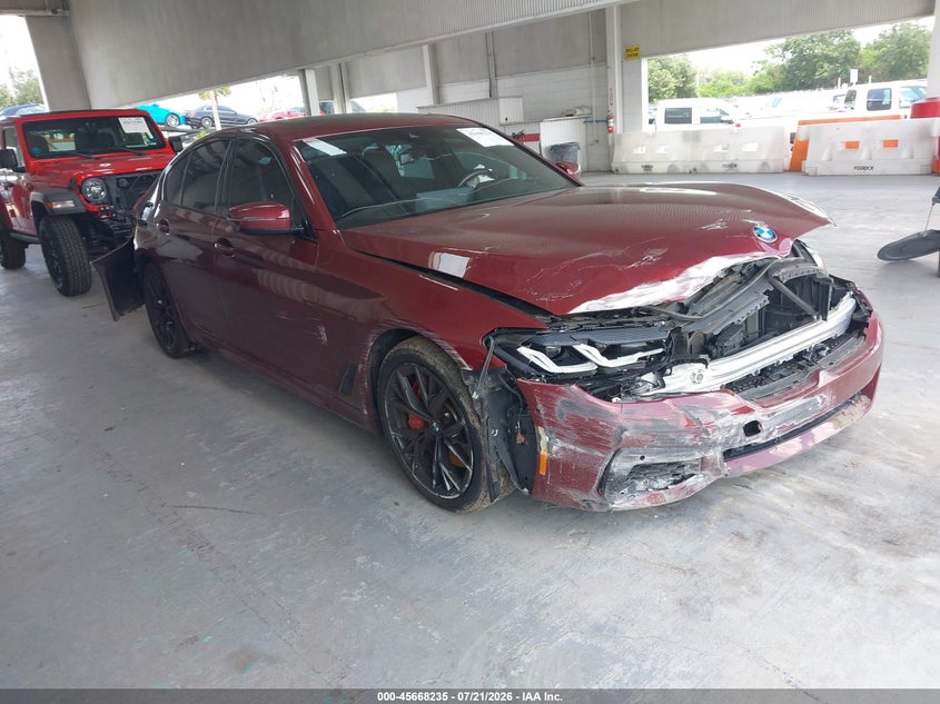 2023 BMW 5er VIN WBA53BJ00PCN63014 IAAI salvage auction — FRONT & REAR, Wait Title, sold $19,250 on 2026-09-11 (photo 1)