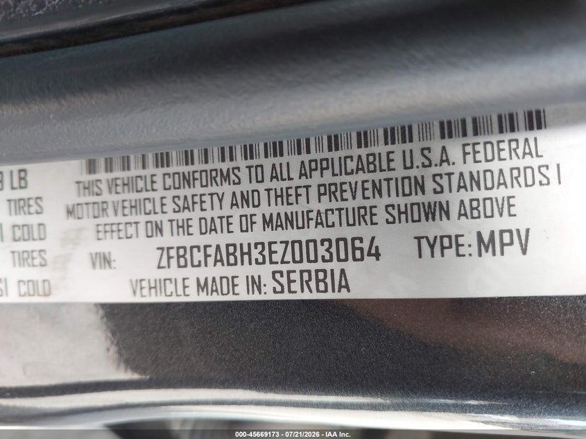 2014 Fiat 500l VIN ZFBCFABH3EZ003064 IAAI salvage auction — NORMAL WEAR, Clear - Dealer Only (California), sold $925 on 2026-08-01 (photo 9)